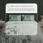 Spaces Neo Floral 100% Cotton Large Bedsheet with 2 Pillow Covers - 108 x 108 Inches, Light Green