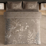 Spaces Neo Floral 100% Cotton Large Bedsheet with 2 Pillow Covers - 108 x 108 Inches, Light Taupe