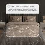Spaces Neo Floral 100% Cotton Large Bedsheet with 2 Pillow Covers - 108 x 108 Inches, Light Taupe