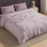Spaces Neo Floral 100% Cotton Large Bedsheet with 2 Pillow Covers - 108 x 108 Inches, Light Blush