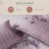 Spaces Neo Floral 100% Cotton Large Bedsheet with 2 Pillow Covers - 108 x 108 Inches, Light Blush