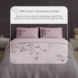 Spaces Neo Floral 100% Cotton Large Bedsheet with 2 Pillow Covers - 108 x 108 Inches, Light Blush