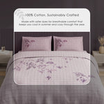 Spaces Neo Floral 100% Cotton Large Bedsheet with 2 Pillow Covers - 108 x 108 Inches, Light Blush