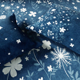 Spaces Neo Floral 100% Cotton Large Bedsheet with 2 Pillow Covers - 108 x 108 Inches, Dark Blue