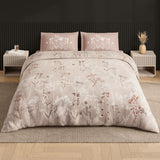 Spaces Neo Floral 100% Cotton Large Bedsheet with 2 Pillow Covers - 108 x 108 Inches, Light Beige