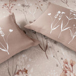 Spaces Neo Floral 100% Cotton Large Bedsheet with 2 Pillow Covers - 108 x 108 Inches, Light Beige