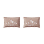 Spaces Neo Floral 100% Cotton Large Bedsheet with 2 Pillow Covers - 108 x 108 Inches, Light Beige