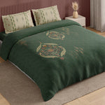 Spaces Neo Ornate 100% Cotton Large Bedsheet with 2 Pillow Covers - 108 x 108 Inches, Dark Green