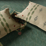 Spaces Neo Ornate 100% Cotton Large Bedsheet with 2 Pillow Covers - 108 x 108 Inches, Dark Green