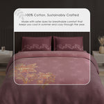 Spaces Neo Ornate 100% Cotton Large Bedsheet with 2 Pillow Covers - 108 x 108 Inches, Blush