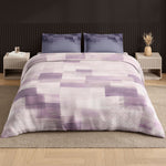 Spaces Neo Geometric 100% Cotton Large Bedsheet with 2 Pillow Covers - 108 x 108 Inches, Light Violet