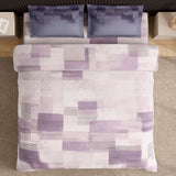 Spaces Neo Geometric 100% Cotton Large Bedsheet with 2 Pillow Covers - 108 x 108 Inches, Light Violet