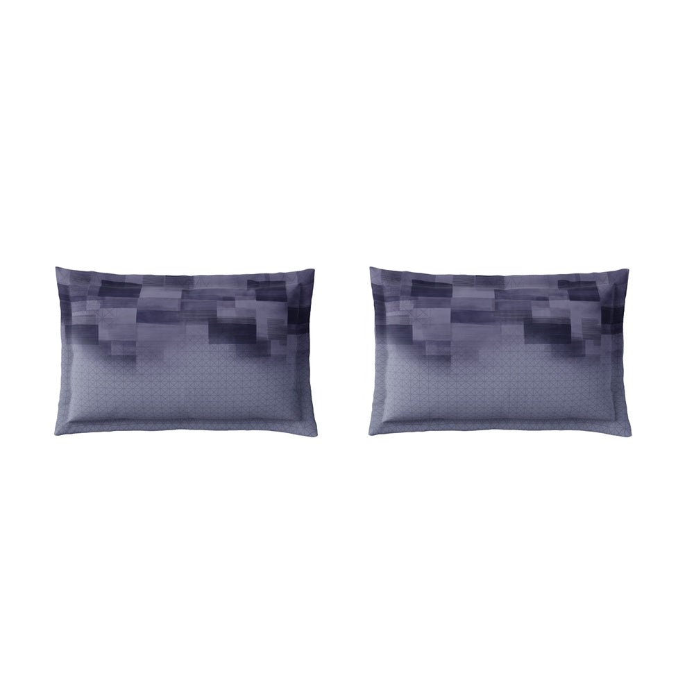 Spaces Neo Geometric 100% Cotton Large Bedsheet with 2 Pillow Covers - 108 x 108 Inches, Light Violet
