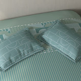 Spaces Fiora 100% Cotton Geometric Double Bedsheet with 2 Pillow Covers - 90 x 108 Inches, Light Green