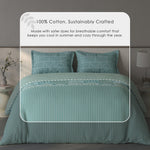 Spaces Fiora 100% Cotton Geometric Double Bedsheet with 2 Pillow Covers - 90 x 108 Inches, Light Green