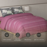 Spaces Fiora 100% Cotton Geometric Double Bedsheet with 2 Pillow Covers - 90 x 108 Inches, Dark Blush