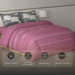 Spaces Fiora 100% Cotton Geometric Double Bedsheet with 2 Pillow Covers - 90 x 108 Inches, Dark Blush