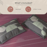 Spaces Fiora 100% Cotton Geometric Double Bedsheet with 2 Pillow Covers - 90 x 108 Inches, Dark Blush