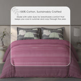 Spaces Fiora 100% Cotton Geometric Double Bedsheet with 2 Pillow Covers - 90 x 108 Inches, Dark Blush