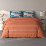 Spaces Fiora 100% Cotton Geometric Double Bedsheet with 2 Pillow Covers - 90 x 108 Inches, Rust