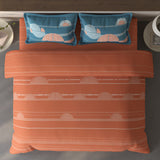 Spaces Fiora 100% Cotton Geometric Double Bedsheet with 2 Pillow Covers - 90 x 108 Inches, Rust