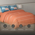 Spaces Fiora 100% Cotton Geometric Double Bedsheet with 2 Pillow Covers - 90 x 108 Inches, Rust