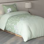 Spaces Fiora Floral 100% Cotton Single Bedsheet with 1 Pillow Covers - 59 x 89 Inches, Light Aqua