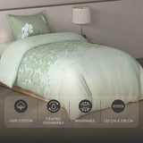 Spaces Fiora Floral 100% Cotton Single Bedsheet with 1 Pillow Covers - 59 x 89 Inches, Light Aqua