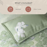 Spaces Fiora Floral 100% Cotton Single Bedsheet with 1 Pillow Covers - 59 x 89 Inches, Light Aqua