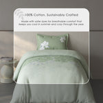 Spaces Fiora Floral 100% Cotton Single Bedsheet with 1 Pillow Covers - 59 x 89 Inches, Light Aqua