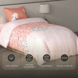 Spaces Fiora Floral 100% Cotton Single Bedsheet with 1 Pillow Covers - 59 x 89 Inches, Light Pink