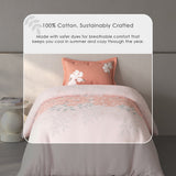 Spaces Fiora Floral 100% Cotton Single Bedsheet with 1 Pillow Covers - 59 x 89 Inches, Light Pink