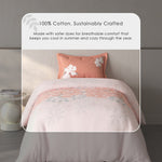 Spaces Fiora Floral 100% Cotton Single Bedsheet with 1 Pillow Covers - 59 x 89 Inches, Light Pink