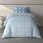 Spaces Fiora Geometric 100% Cotton Single Bedsheet with 1 Pillow Covers - 59 x 89 Inches, Blue