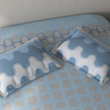 Spaces Fiora Geometric 100% Cotton Single Bedsheet with 1 Pillow Covers - 59 x 89 Inches, Blue