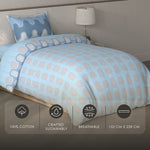 Spaces Fiora Geometric 100% Cotton Single Bedsheet with 1 Pillow Covers - 59 x 89 Inches, Blue