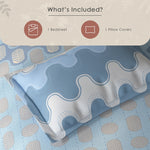 Spaces Fiora Geometric 100% Cotton Single Bedsheet with 1 Pillow Covers - 59 x 89 Inches, Blue
