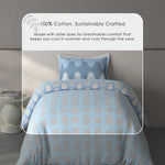 Spaces Fiora Geometric 100% Cotton Single Bedsheet with 1 Pillow Covers - 59 x 89 Inches, Blue