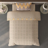 Spaces Fiora Geometric 100% Cotton Single Bedsheet with 1 Pillow Covers - 59 x 89 Inches, Beige