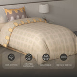 Spaces Fiora Geometric 100% Cotton Single Bedsheet with 1 Pillow Covers - 59 x 89 Inches, Beige