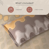 Spaces Fiora Geometric 100% Cotton Single Bedsheet with 1 Pillow Covers - 59 x 89 Inches, Beige