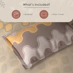 Spaces Fiora Geometric 100% Cotton Single Bedsheet with 1 Pillow Covers - 59 x 89 Inches, Beige