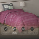 Spaces Fiora Geometric 100% Cotton Single Bedsheet with 1 Pillow Covers - 59 x 89 Inches, Dark Blush