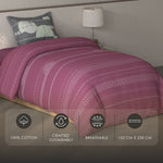 Spaces Fiora Geometric 100% Cotton Single Bedsheet with 1 Pillow Covers - 59 x 89 Inches, Dark Blush