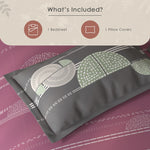 Spaces Fiora Geometric 100% Cotton Single Bedsheet with 1 Pillow Covers - 59 x 89 Inches, Dark Blush