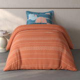 Spaces Fiora Geometric 100% Cotton Single Bedsheet with 1 Pillow Covers - 59 x 89 Inches, Rust