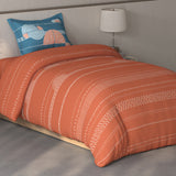 Spaces Fiora Geometric 100% Cotton Single Bedsheet with 1 Pillow Covers - 59 x 89 Inches, Rust