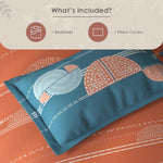 Spaces Fiora Geometric 100% Cotton Single Bedsheet with 1 Pillow Covers - 59 x 89 Inches, Rust