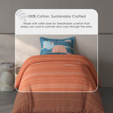 Spaces Fiora Geometric 100% Cotton Single Bedsheet with 1 Pillow Covers - 59 x 89 Inches, Rust