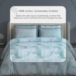 Spaces Meraki 100% Cotton 300 TC Abstract Premium Large Bedsheet with 4 Pillow Covers - 108 x 108 Inches, Light Blue